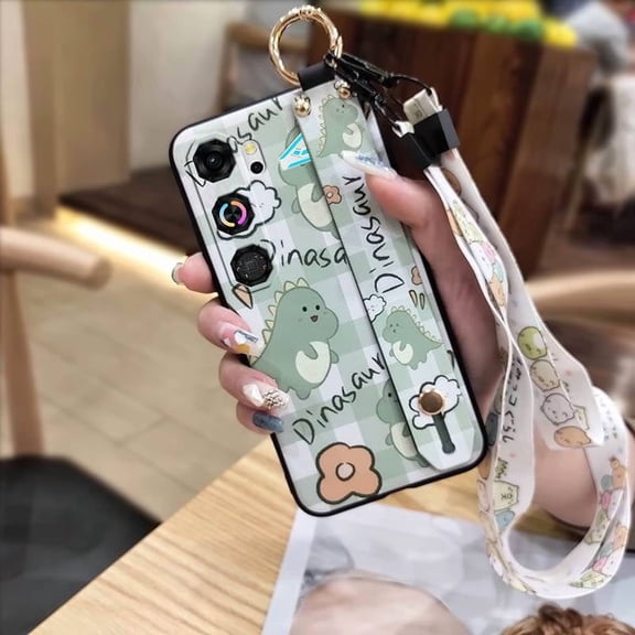 LYM-Phone Case For ZTE Nubia Neo5 GT, Cartoon Silicone Cute Wrist Strap Kickstand Ring Back Cover Phone Holder Protective Anti-knock Fashion Design Durable Shockproof Waterproof Lanyard