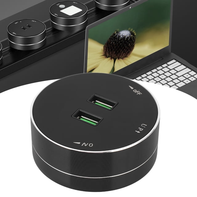 Adaptador De Salida, Redondo Multifuncional Retardante De Llama AC 110-250V Impermeable Doble Puerto USB Adaptador De Pista De Alimentación Para Oficina