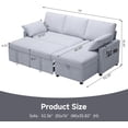 thumbnail image 2 of JINSEED 4-in-1 Sleeper Sofa, L Shaped Sofa with Pull Out Bed and Double Storage Chaise Sectional Couch, Light Gray, 2 of 7