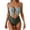 Army Green, variant on Women's One Piece Swimsuit Built-in Bra Support Figure Flattering Bare Back Halter Neck Mesh Accents Brown S