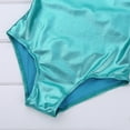 thumbnail image 3 of MSemis Kids Girls One-Piece Metallic Criss Cross Gymnastics Leotard Bodysuit Lake Blue 10-12, 3 of 5