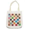 thumbnail image 1 of Retro Tote Bag, Big Patchwork of Different Patterns Traditional Classical Old Fashioned, Cloth Linen Reusable Bag for Shopping Books Beach and More, 16.5" X 14", Cream, by Ambesonne, 1 of 2