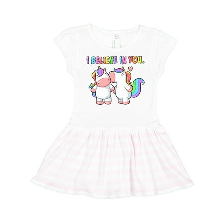 

Inktastic I Believe in You Cute Rainbow Unicorns Gift Toddler Girl Dress