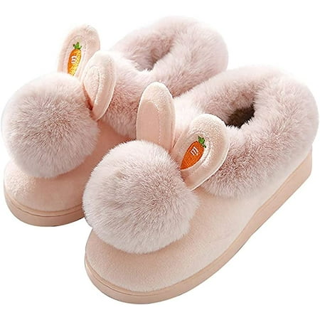 

Girls Lovely Bunny Slippers Womens Memory Foam Slippers Cozy Plush Warm Indoor Home Shoes