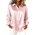thumbnail image 2 of NTACZA Women Tops Business Casual Silk Work Blouse Loose Button Down Satin Casual Shirts for Women 5XL, 2 of 5