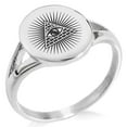 thumbnail image 1 of Stainless Steel All Seeing Eye of Providence Minimalist Oval Top Polished Statement Signet Ring, 1 of 1