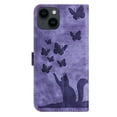 thumbnail image 6 of Wallet Case Designed for Apple iPhone 15 - 6.1 inch for Women,Flip Folio Cover with Butterfly Embossed PU Leather Kickstand Credit Card Holder Slots Magnetic Wrist Strap Phone Case, Purple, 6 of 13