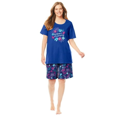 

Dreams & Co. Women s Plus Size Knit Pj Short Set Pajamas