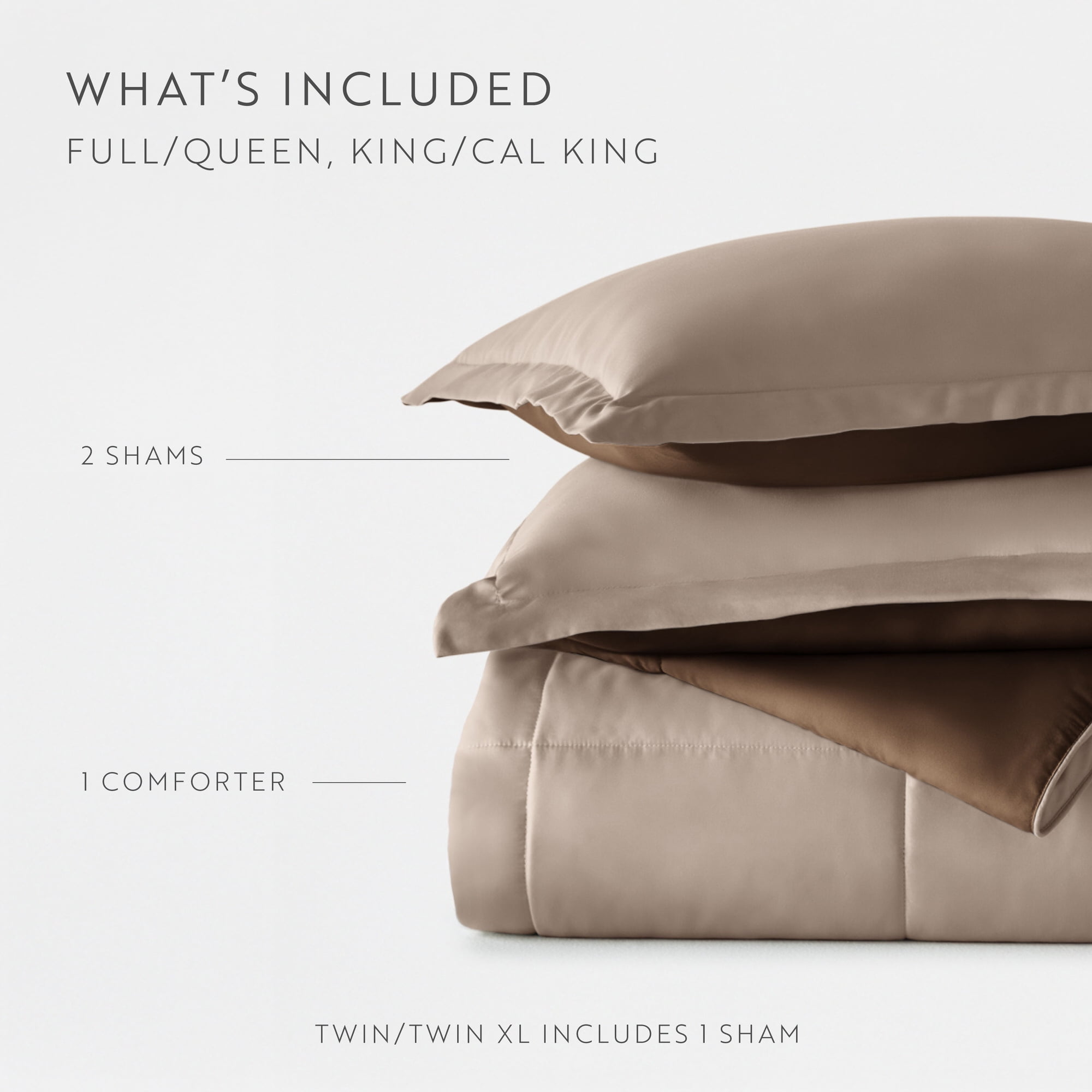All Season Reversible Comforter Set Breathable Cool in Taupe & Chocolate Brown Full/Queen Size Bedding by Comfort Canopy