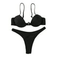 thumbnail image 2 of Nituyy Women's Push Up Bikini Sets Solid Color Low-cut Ladies Beach Swimsuits Swimwear V-neck Bikini Bathing Suit Summer, 2 of 9