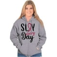thumbnail image 3 of Breast Cancer Survivor Slay Every Day Womens Plus Size Graphic Zipper Hoodie Brisco Brands 4X, 3 of 5