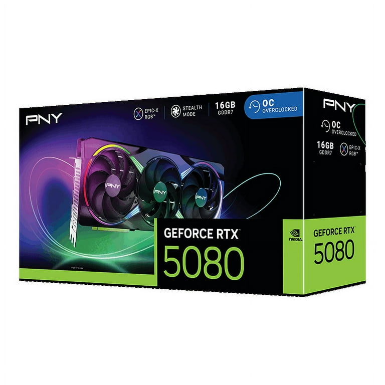 PNY GeForce RTX™ 5080 16GB ARGB Overclocked Triple Fan