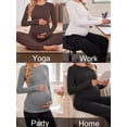 thumbnail image 4 of Weardear 3 Pack Maternity Shirts Long Sleeve Side Ruched Pregnancy Workout Tops with Thumb Hole Casual Crew Neck Tshirts for Women, 4 of 7
