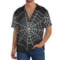 thumbnail image 1 of Balery une Toile avec une Araignée Chemise Décontractée à Boutons Manches Courtes Texturée Été Cubain Plage Chemises-Petite, 1 of 5