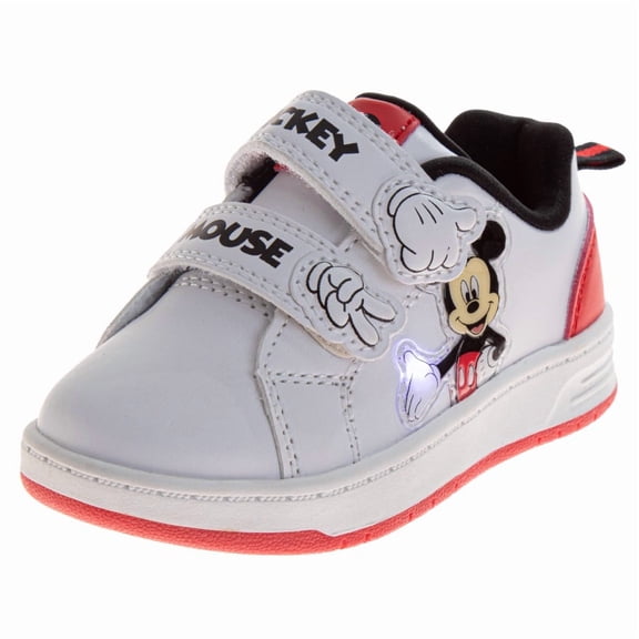 Disney Comfortable and Stylish Kids Mickey Mouse Sneakers (Little Kids Toddler), White Red, Size: 9