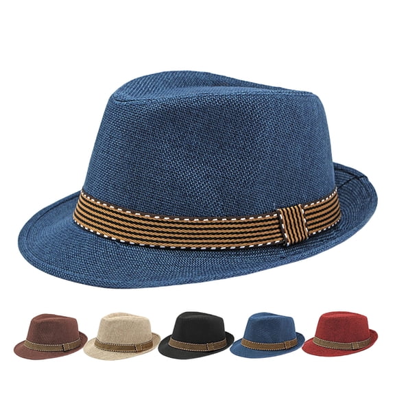 Unisex Felt Fedora Hat for Men Women, Classic Short Wide Brim Trilby Dress Hat with Leather Belt Band, Lightweight Warm Winter Jazz Gangster Hat, 5 Colors
