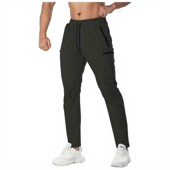 Yongwang Mens Quick Dry Pants Elastic Waist Pants Breathable Hiking Outdoor Running Fitness Long Trousers