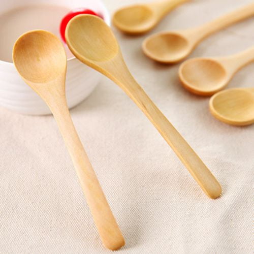 SHIYAO 1PC Mini Wooden Spoon Small Soup Spoons Serving Spoons