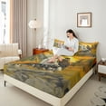 thumbnail image 4 of Castle Fairy Boys Girls Safari Wolves Eagle 4pcs Bed Sheets,Jungle Mountain King Sheets,Woodland Animal Super Cozy Sheet Set,Ultra Soft Home Decor, 4 of 7