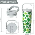 thumbnail image 5 of 1pc Shamrock 30oz Tumbler with Straw & Handle - Insulated Stainless Steel Cup | Holiday Gift for Man Women (Christmas, Valentine's, Birthday), 5 of 7
