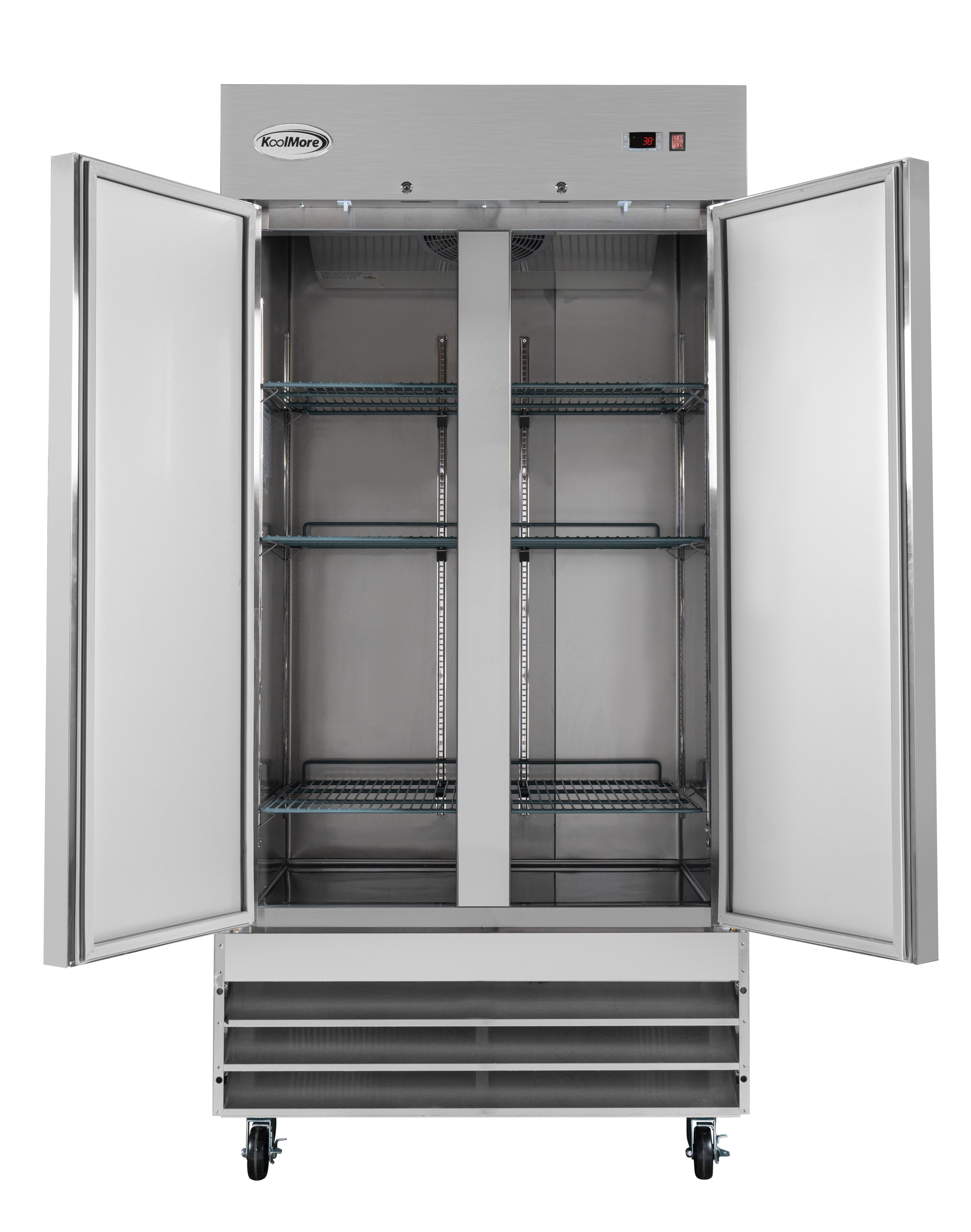 KoolMore 39 in. Commercial Stainless Steel 2-Door Reach-In Freezer, 35 cu. ft.