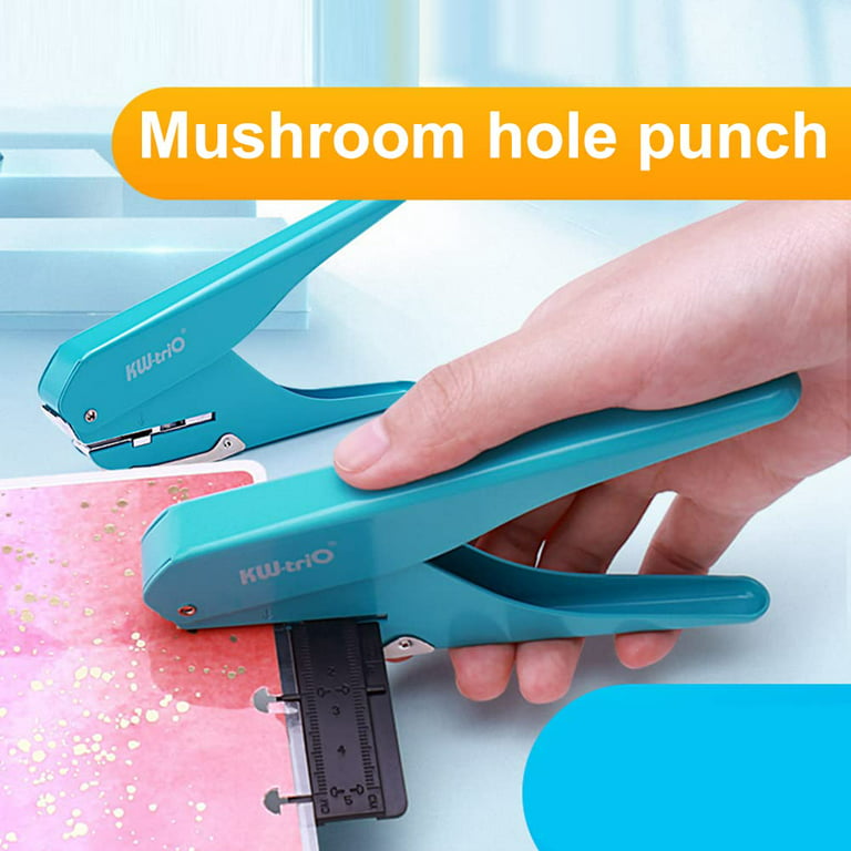 Uxcell Mushroom Discbound Hole Punch, 4 Holes Paper Puncher(Light Blue)