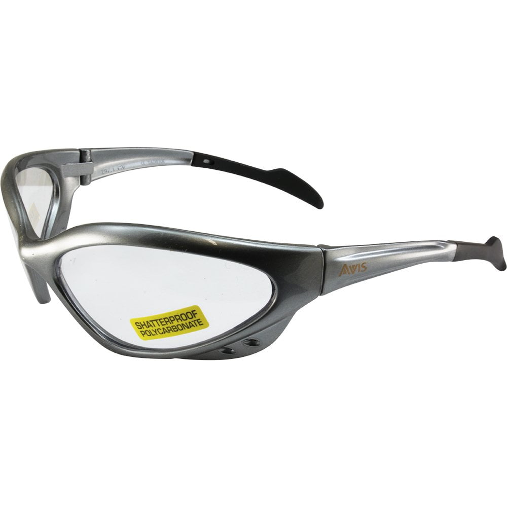 Global Vision Neptune Safety Sunglasses Grey Frames Clear Lens Meets ANSI Z87.12003 Standards