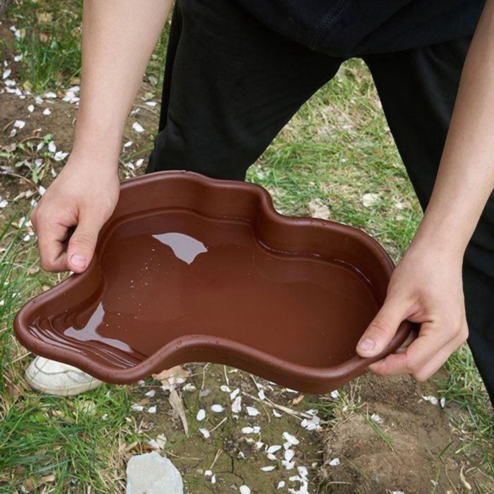 Piwvid Large Brick Red Reptile Water Bowl, Turtle Pond and Tank Accessories for Turtles, Geckos, Snakes, Lizards, and Bearded Dragons, Easy to Clean