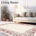 thumbnail image 2 of ODIKA 3'x5' Machine Washable Non-Slip Area Rug, Rose Garden Damask with Scrollwork Flourishes High Traffic Rug, Ivory, 663477, 2 of 7