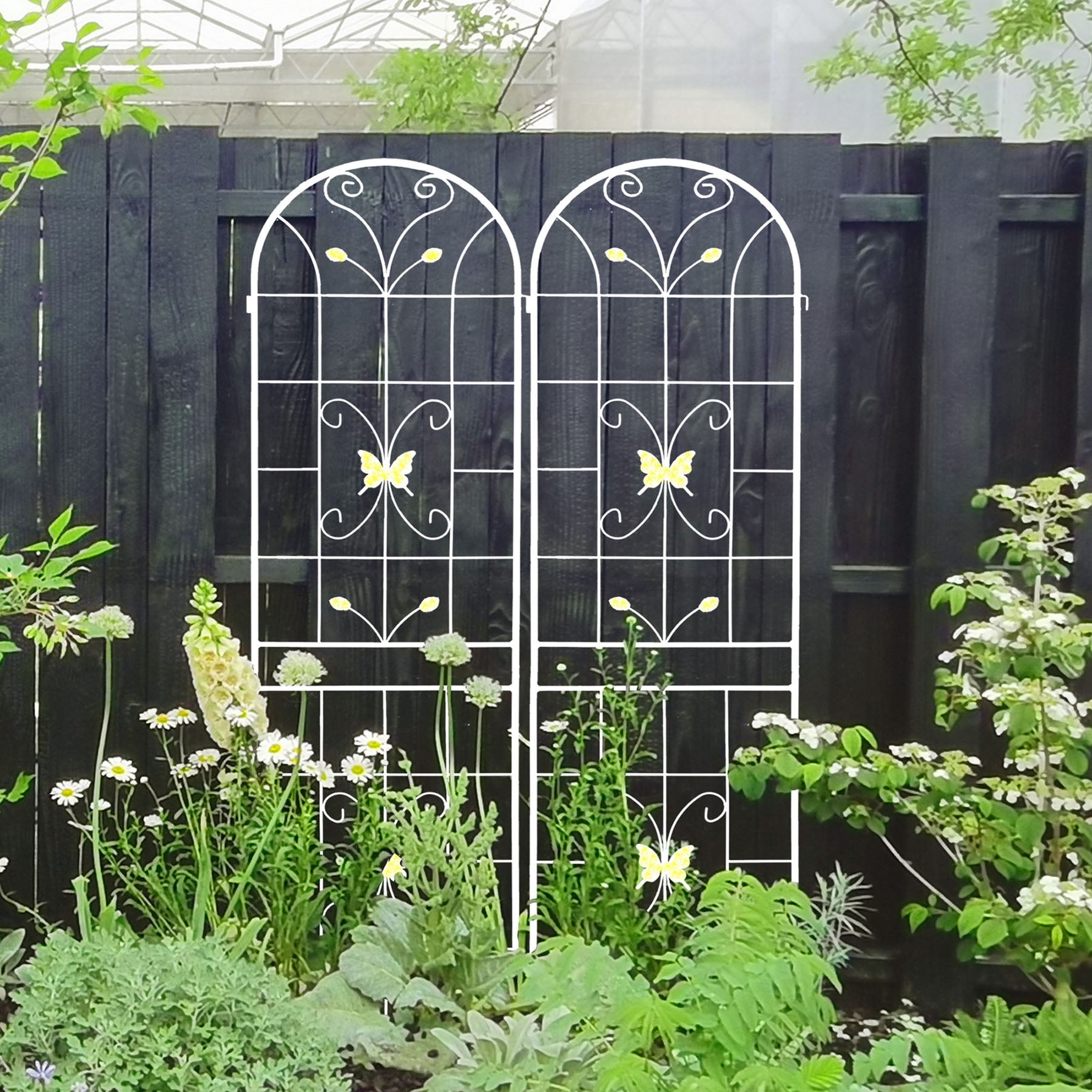 4 Pack Large Garden Trellis 86.7"H x 19.7" W Heavy Duty Rustproof White Iron Plant Trellis for Potted Plant Support Metal Climbing Rose Trellis Vine Vegetable Cucumber