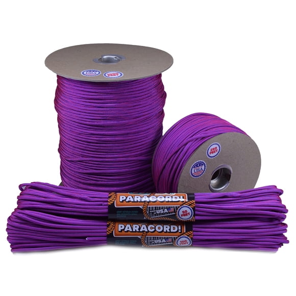 Bored Paracord - 1 Pieds, 10 Pieds, 25 Pieds, 50 Pieds, 100 Pieds Hanks et 250 Pieds, 1000 Bobines de Parachute 550 Cord Type III 7 Brins Paracord Bien Plus de 300 Couleurs - Flim Flam - Bobine de 1000 Pieds