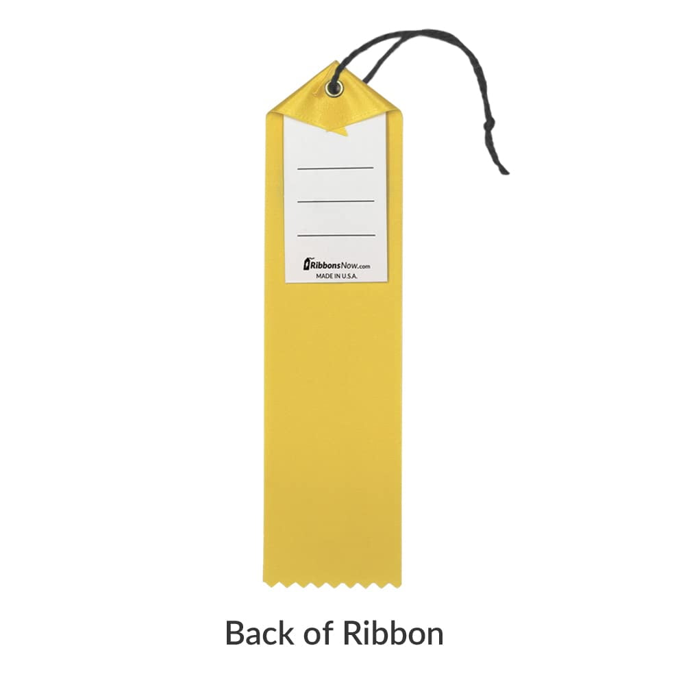 RibbonsNow Spelling Bee Participant Ribbons - 100 Yellow Ribbons with Card & String