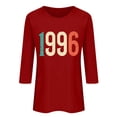 thumbnail image 4 of HOMBOM Womens Tops Graphic T-Shirts 3/4 Sleeve Retro 1996 Print Basic Red Crew Neck Graphic Tees for Ladies, 4 of 4