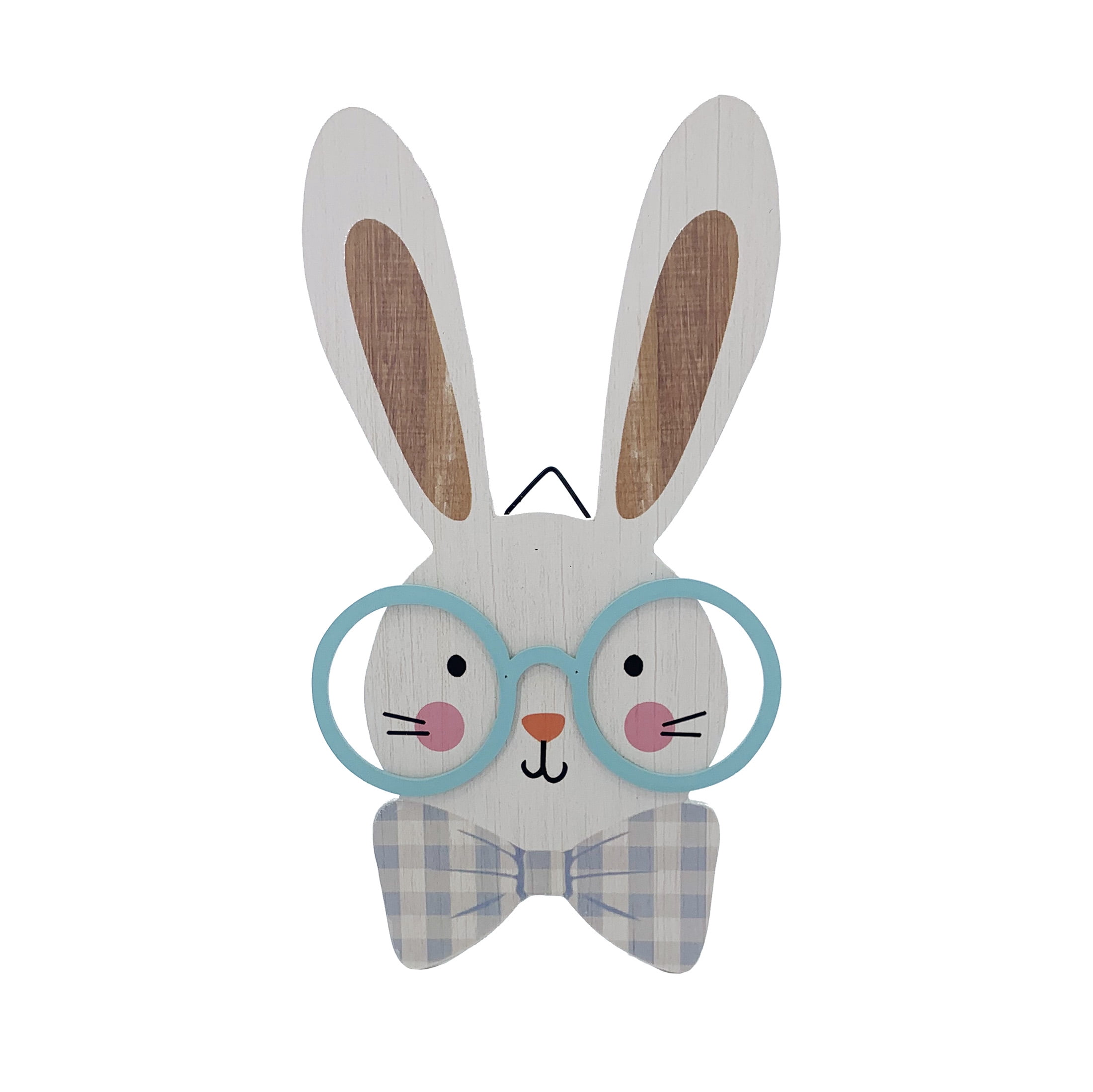 Way to Celebrate Hipster MDF Bunny Wall Hanger 15.75" Tall Decoration Assortment