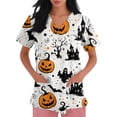 thumbnail image 4 of Junboys Halloween Women's Scrub Top - Short Sleeve V-Neck with Side Slits and Pockets, Professional Scrubs for Women, Funny Halloween Shirt, Cozy Fit Scrub Tops,Earthy Yellow 3XL, 4 of 5
