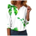 thumbnail image 4 of UngA Women's St Patrick's Day Shirts 3/4 Sleeve Saint Patricks Day T-Shirt V Neck Lucky Irish Shamrock Graphic Tee Tops,Size XXXL, 4 of 9