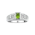 thumbnail image 1 of RYLOS Men's Rings Sterling Silver Classic 6X4MM Oval Gemstone & Diamond Ring Peridot August Birthstone Rings For Men, Silver Rings, Size 8, 1 of 7