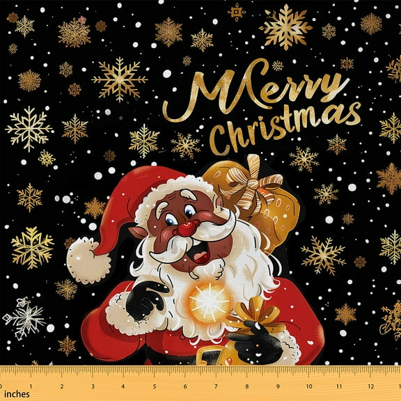 Castle Fairy Santa Claus Fabric by the Yard 1 Yard for Kids,Winter Snowflake Home Decor Fabric by the Yard,Merry Christmas Room Decor Fabric by the Yard,Ultra Soft Home Decor