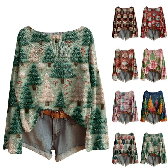 Women's Fashion Long Sleeve Christmas Snowman Snowflake Print Jacket Cardigan for Fall and Winter, Cozy and Festive, Ideal as Christmas Sweaters for Women and Christmas Gifts,Blue,Size L