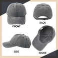 thumbnail image 3 of Bocaoying 3 Pack Washed Cotton Baseball Caps for Men Women, Breathable Retro Adjustable Dad Hats with Structured Crown, Curved Brim Ball Caps for Running, Outdoor, Daily Wear, Black/Grey/Coffee, 3 of 7