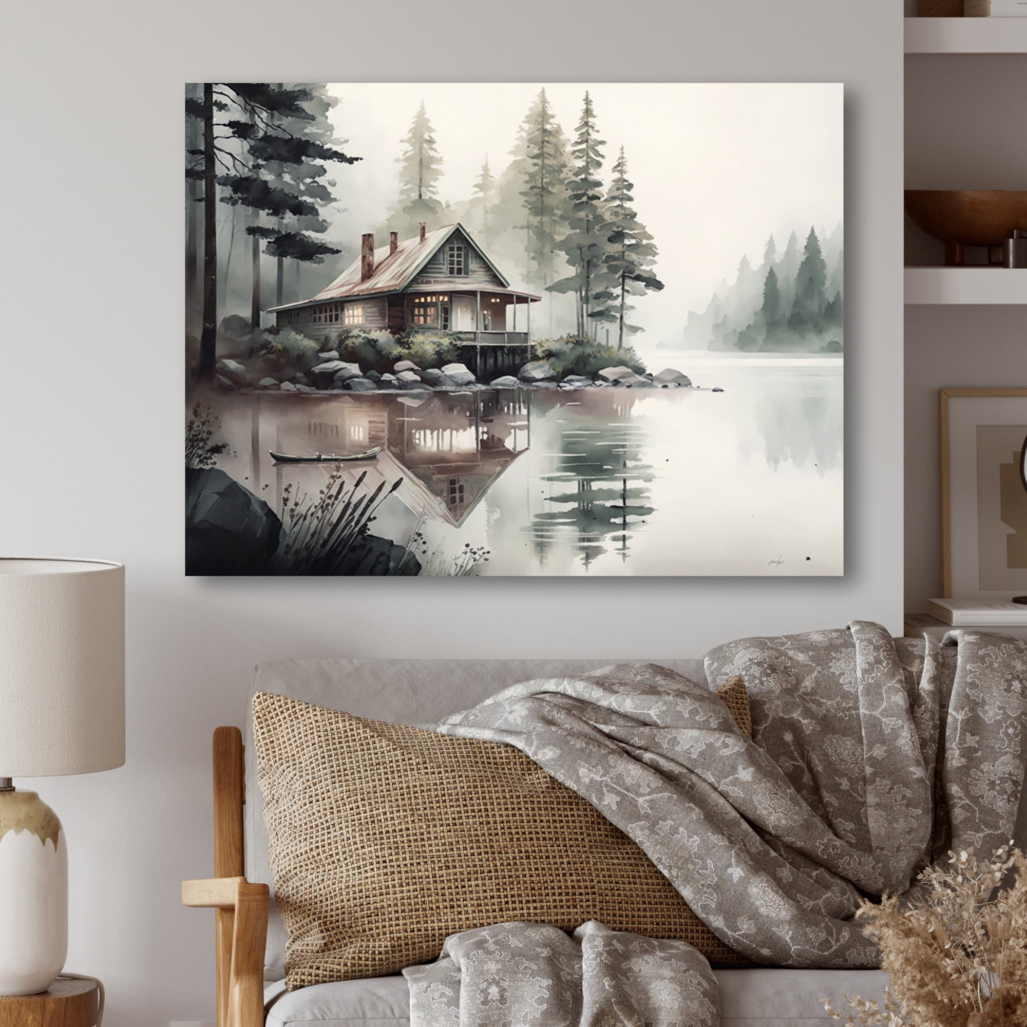 Designart Cottage By The Lake I Canvas Wall Art