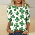 thumbnail image 2 of Casual Sweatshirt for Women St. Patrick'S Day Printed Loose O Neck 3/4 Sleeve Comfort Womens New Clothing,Green,2XL, 2 of 5