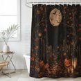 thumbnail image 2 of Small Stall Shower Curtain 36x78 Inch Narrow Half Size Maple Leaves Halloween Bath Curtains Bathroom Decor, Pumpkin Black Farmhouse Waterproof Fabric Shower Curtain Set with Hooks 36 Inch, 2 of 6