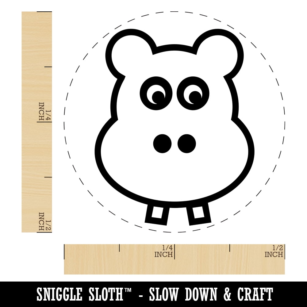Cute Hippopotamus Face Self-Inking Rubber Stamp Ink Stamper - Dry Pad (No Ink) - Mini 1/2 Inch