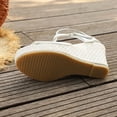 thumbnail image 6 of CYMMPU Women's Peep Toe Wedge Sandals, Adjustable Buckle Ankle Strap Espadrille Platform Shoes, Casual Summer Outdoor Walking Footwear White 36, 6 of 9