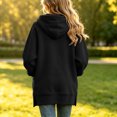 thumbnail image 3 of Qingpeng Big Kids Side Slit Hooded Pullover Top Longline Long Sleeve Sweatshirt with Front Pocket, 3 of 7