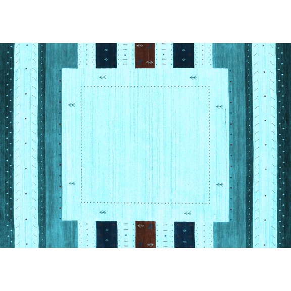 Ahgly Company Indoor Rectangle Solid Light Blue Modern Area Rugs, 2' x 5'