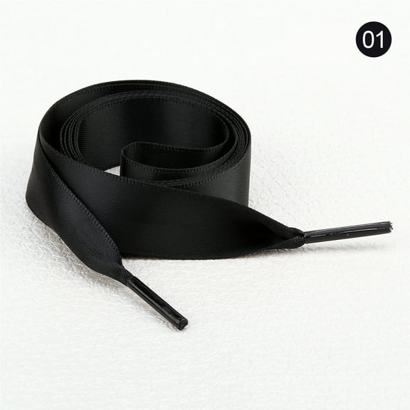 2 Pairs 47" Flat Satin Ribbon Shoelaces Silk Shoestring Wide Shoe Laces for Sneaker Skate Shoes Boots Sport Shoes