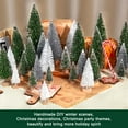 thumbnail image 4 of Ayieyill 30PCS Artificial Mini Christmas Trees, Mini Pine Tree Sisal Trees with Wood Base Bottle Brush Trees for Christmas Decorations Table Top Decor Winter Crafts Ornaments  (Green Silver White), 4 of 8