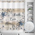 thumbnail image 2 of No Hook Shower Curtain, Vintage Country Shower Curtains for Bathroom with See Through Top Window, Blue Rustic Texas Star Vines Wooden Grain Waterproof & Washable Bath Curtain Long 72"x78", 2 of 9